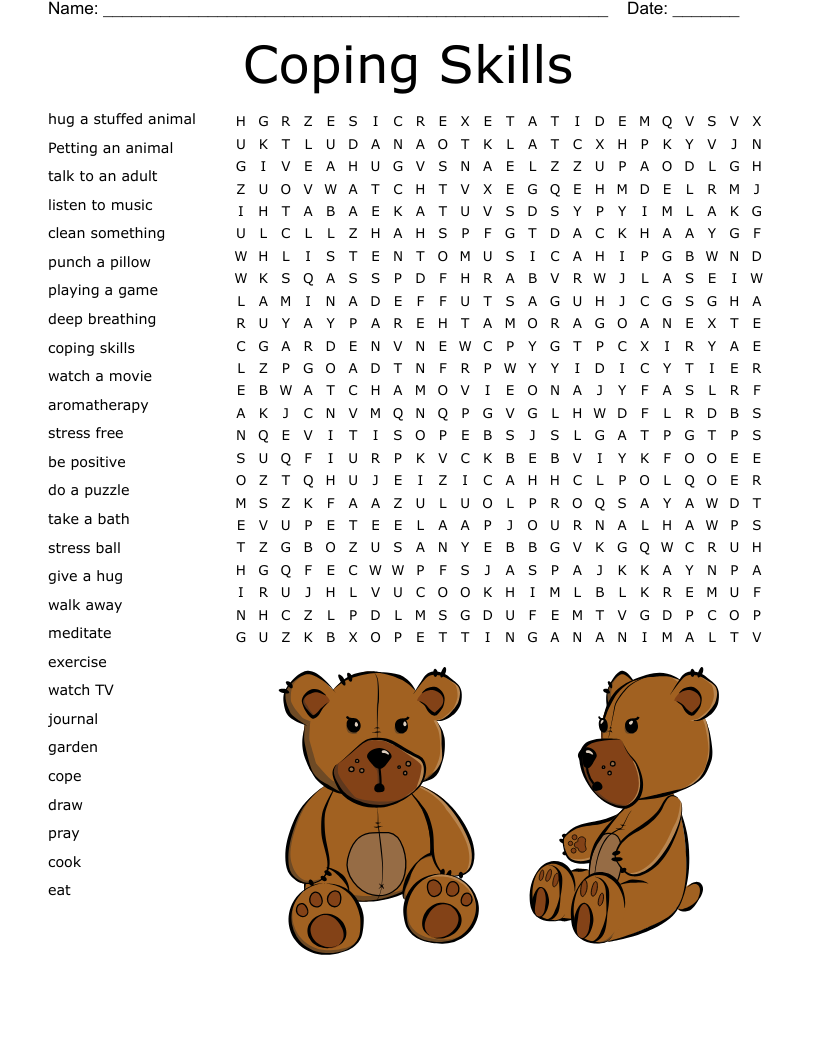 Positive Coping Skills Word Search - WordMint