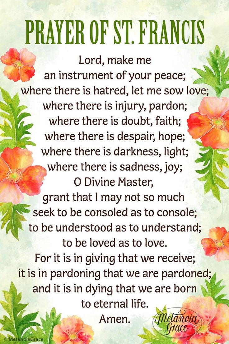 Prayer of St Francis Printable Card, Peace Prayer of Saint Francis
