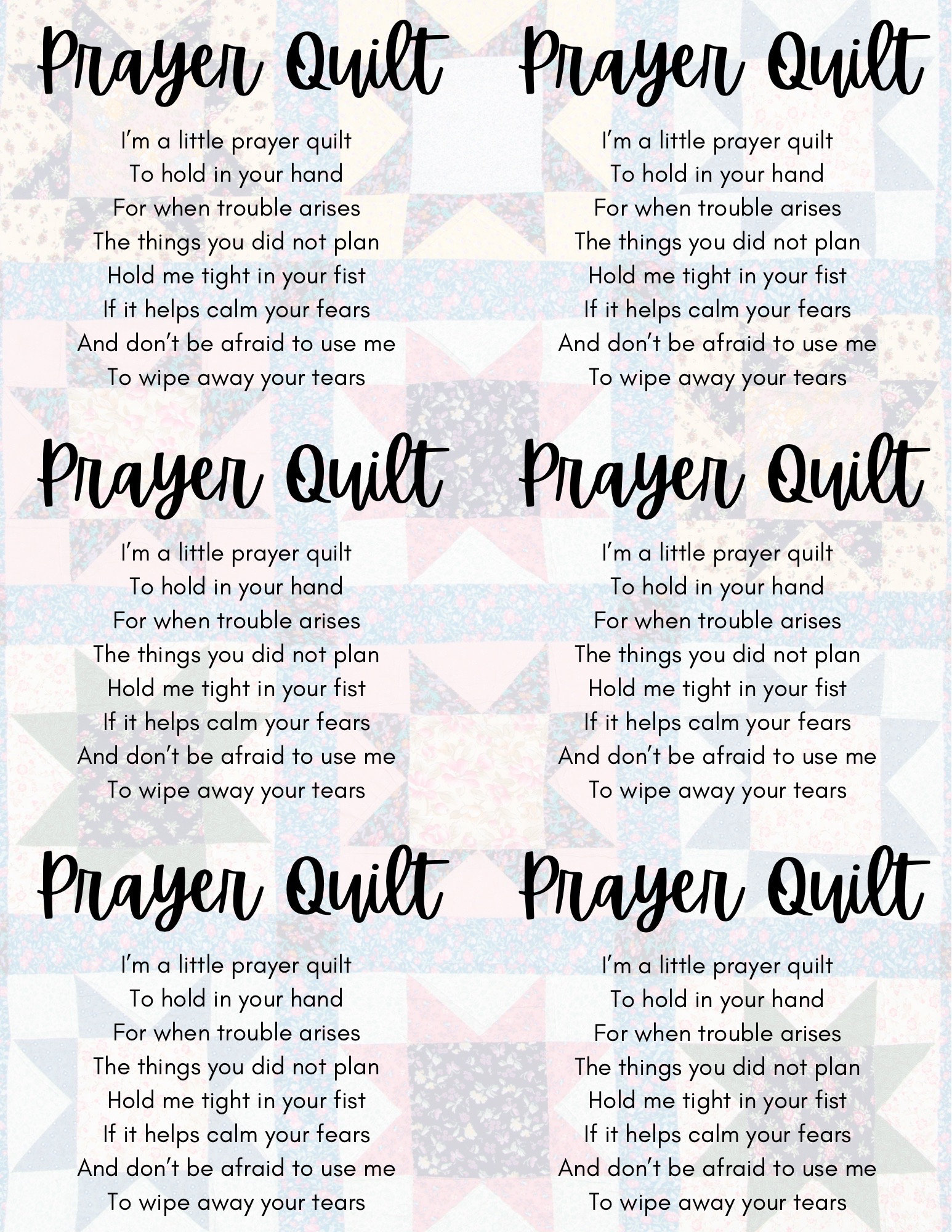 Prayer Quilt Printable - Etsy UK Prayer Quilt Printable - Etsy UK
