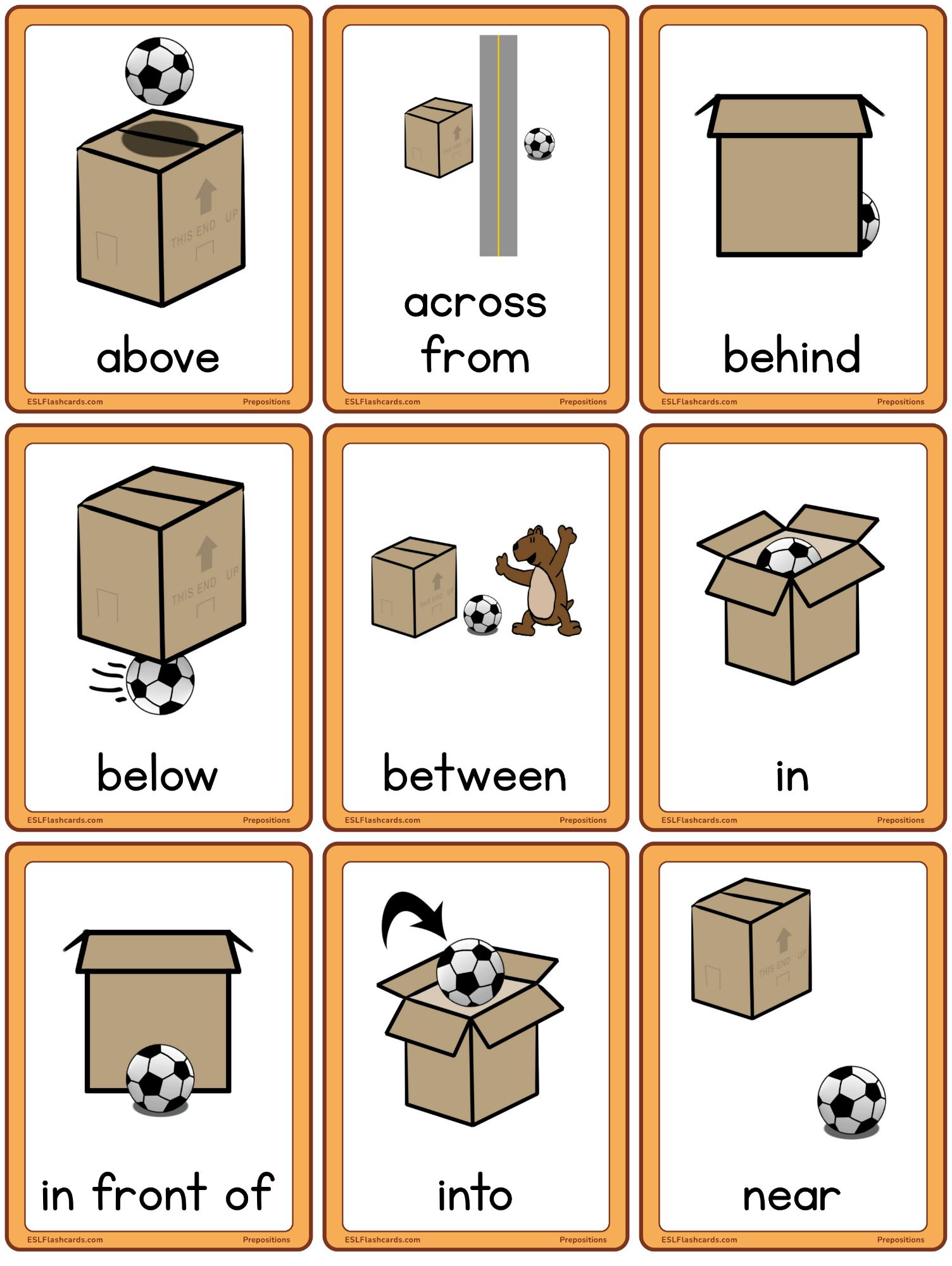 Prepositions - ESL Flashcards