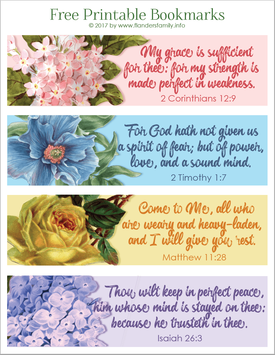 Pretty Printable Scripture Bookmarks - Flanders Family Home Life Pretty Printable Scripture Bookmarks - Flanders Family Home Life