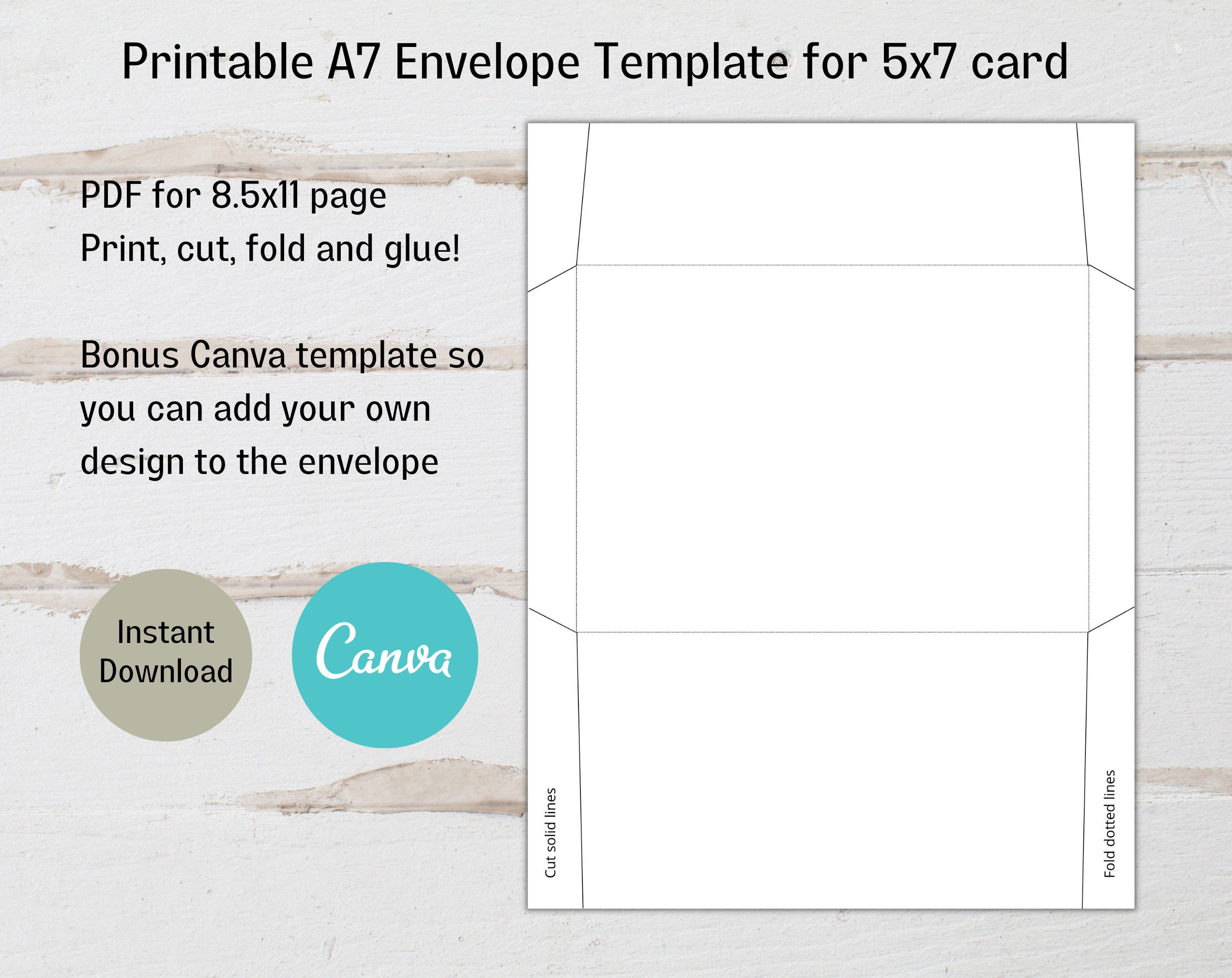 Printable A Envelope Template for x Card, Canva A Envelope