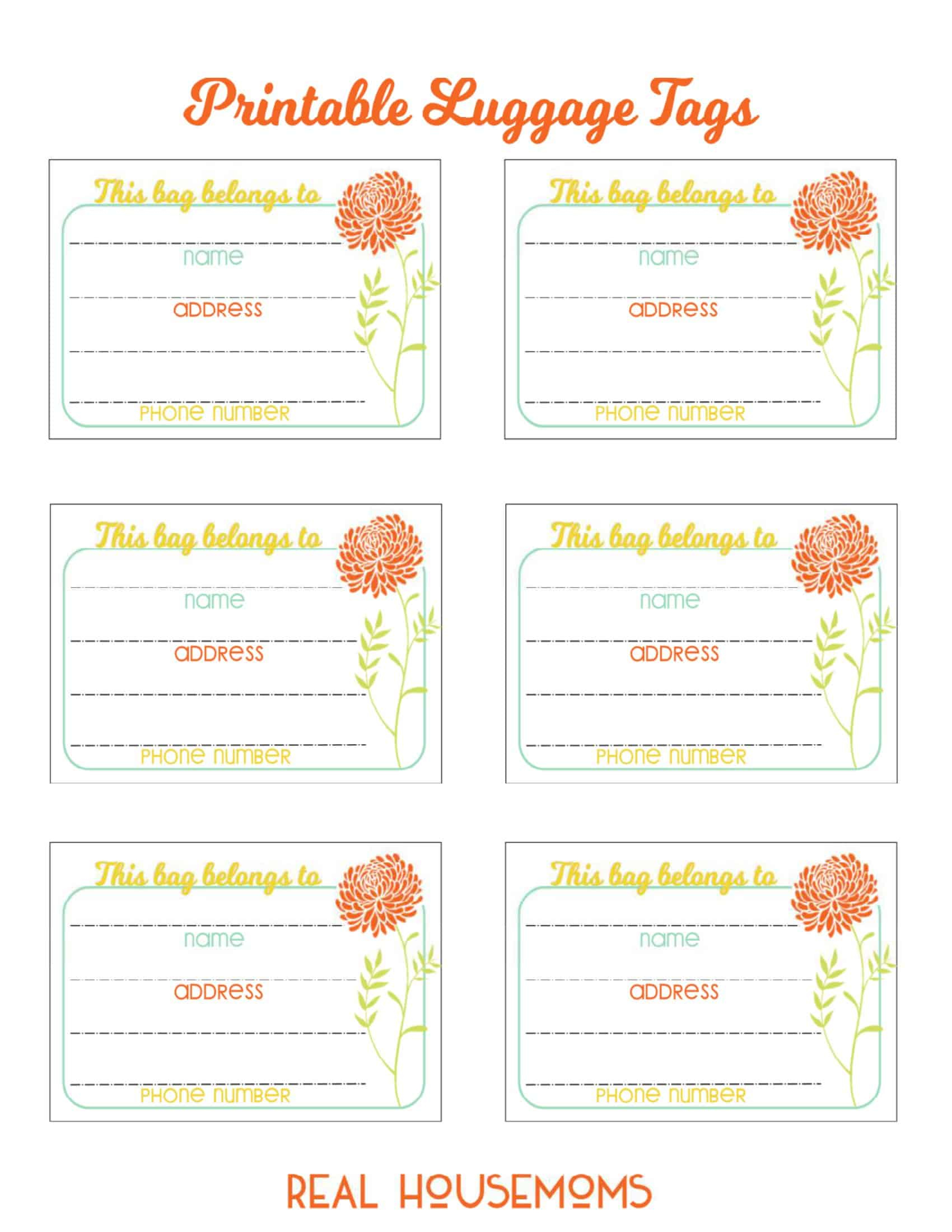 Printable Airline Tags Editable Luggage Luggage Tag Print +