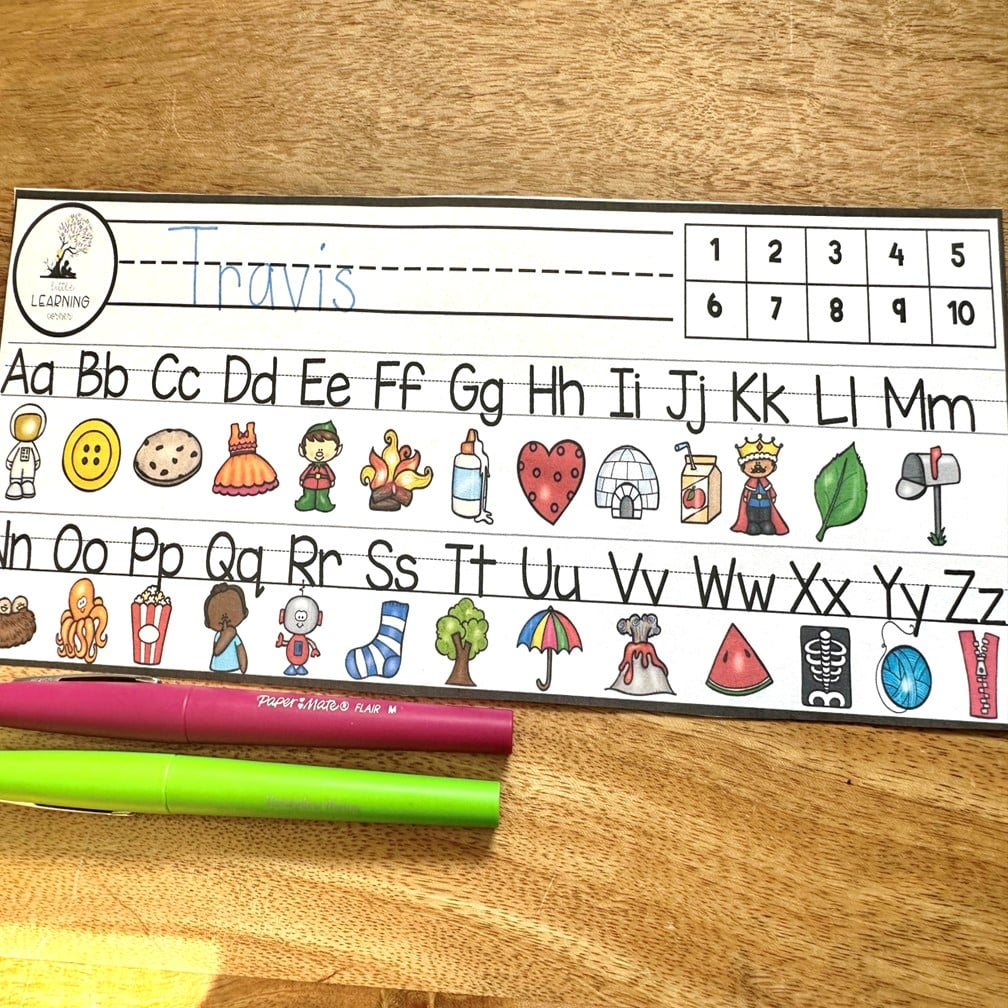Printable Alphabet Strip for Desk and Tables - Little Learning Corner