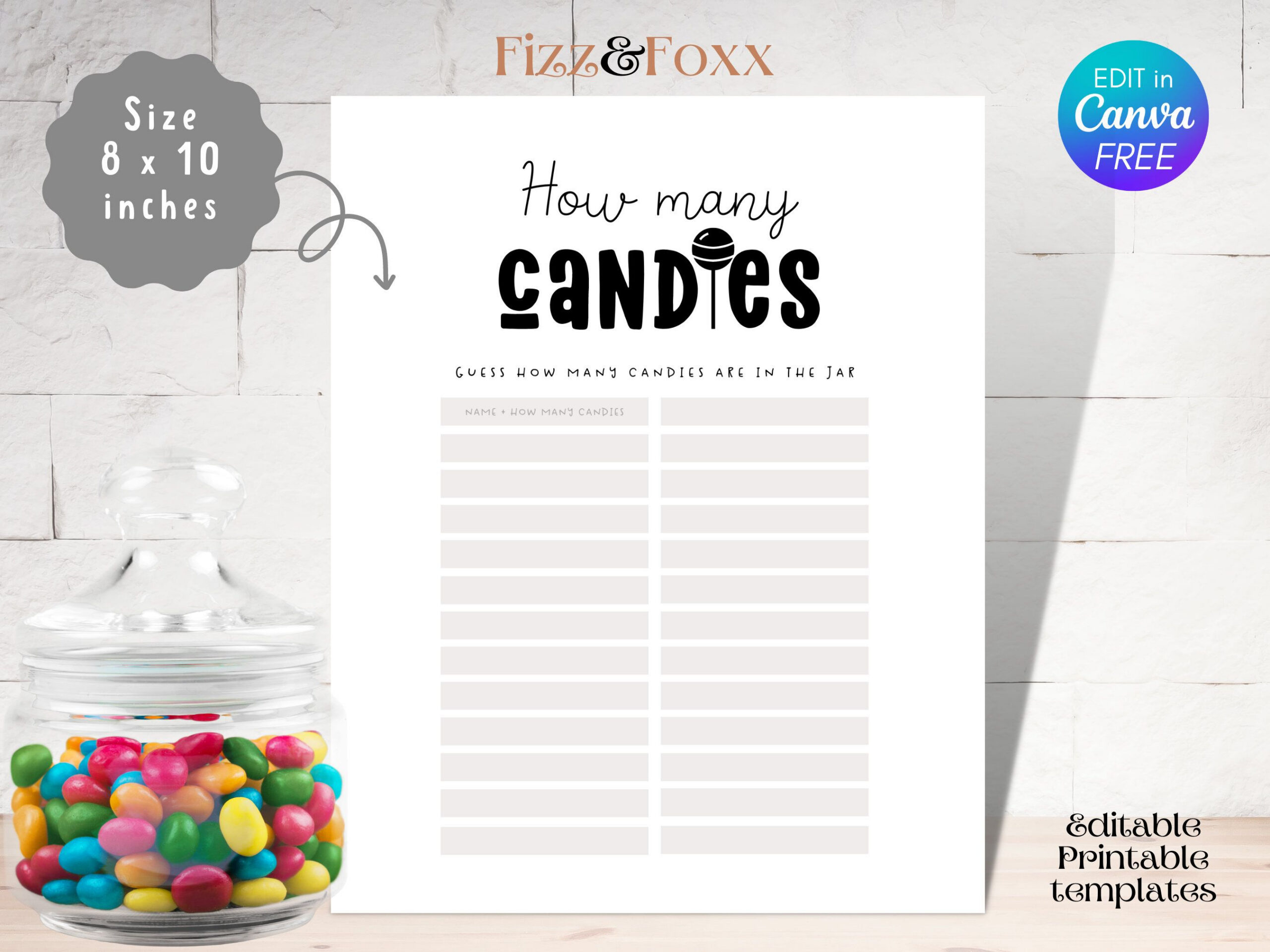 Printable Alternative Game How Many Candies In A Jar Template