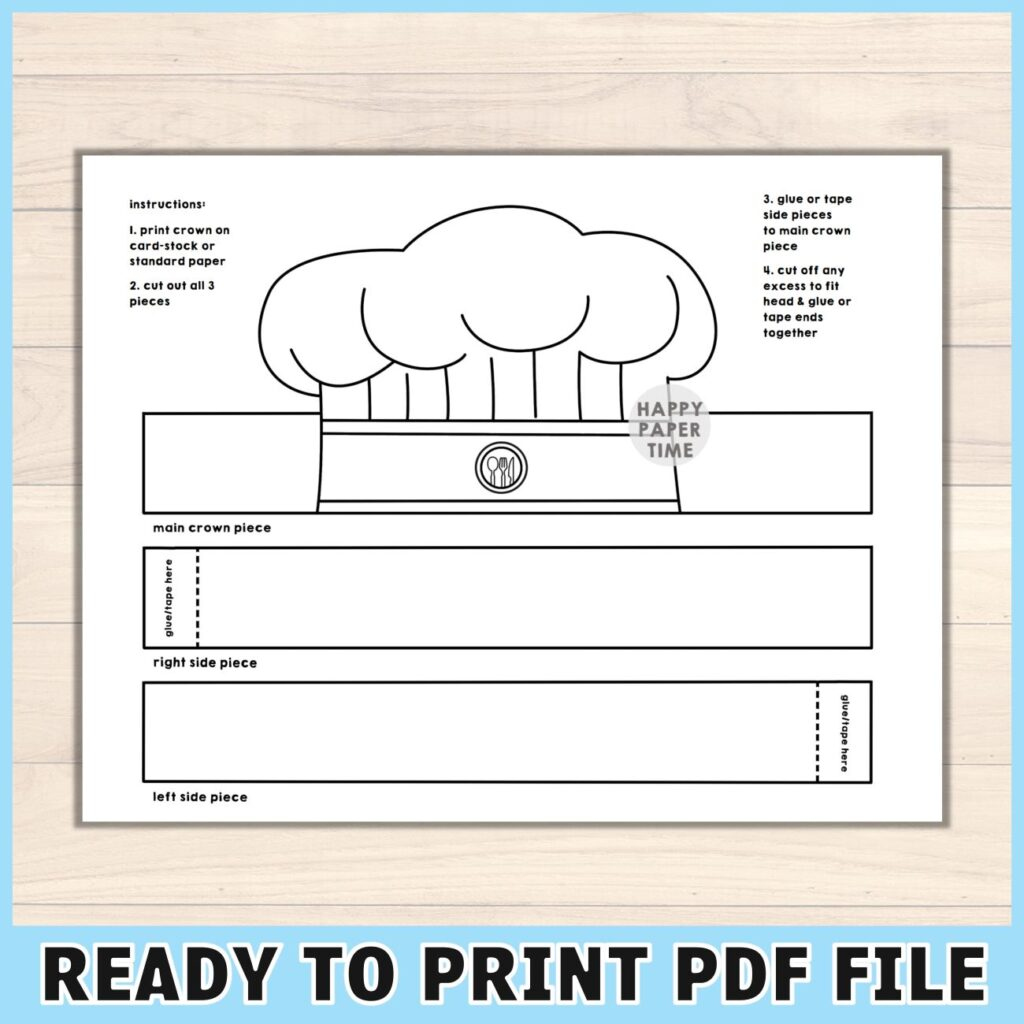 Printable Baker Hats Hat Template Printable Chef Hat Art And Craft