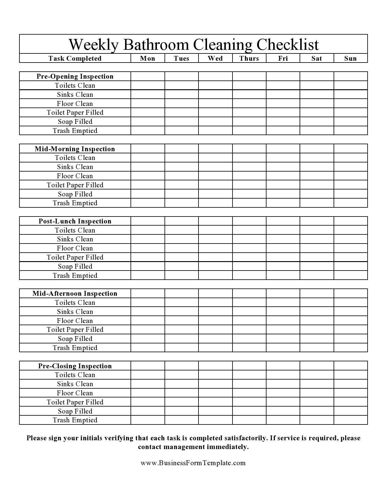 Printable Bathroom Cleaning Checklists [Word, PDF, Excel]