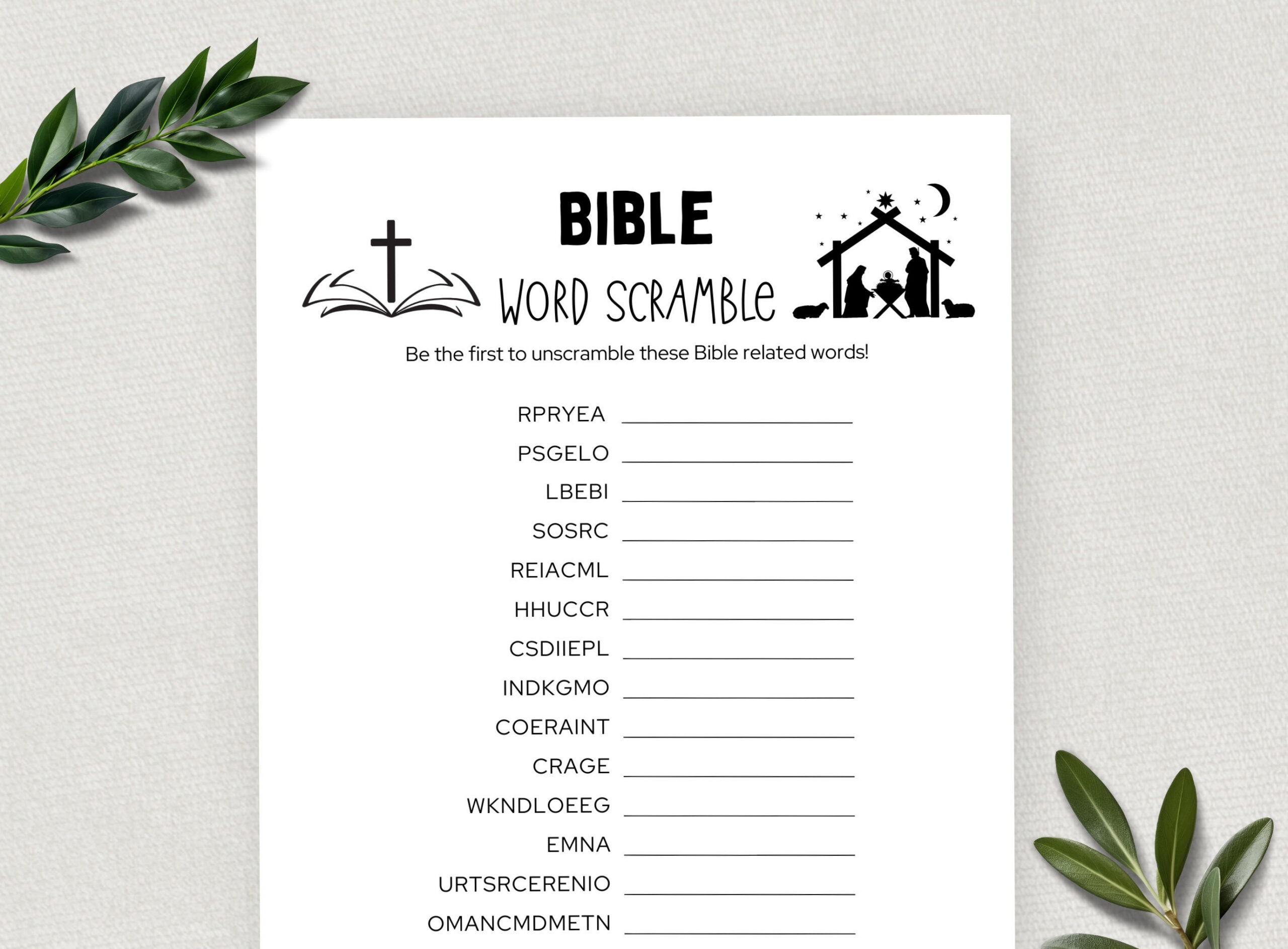 Printable Bible Word Scramble, Bible Games, Fun Christian Youth Group Game,  Sunday School, Church Study Activity for Kids and Adults