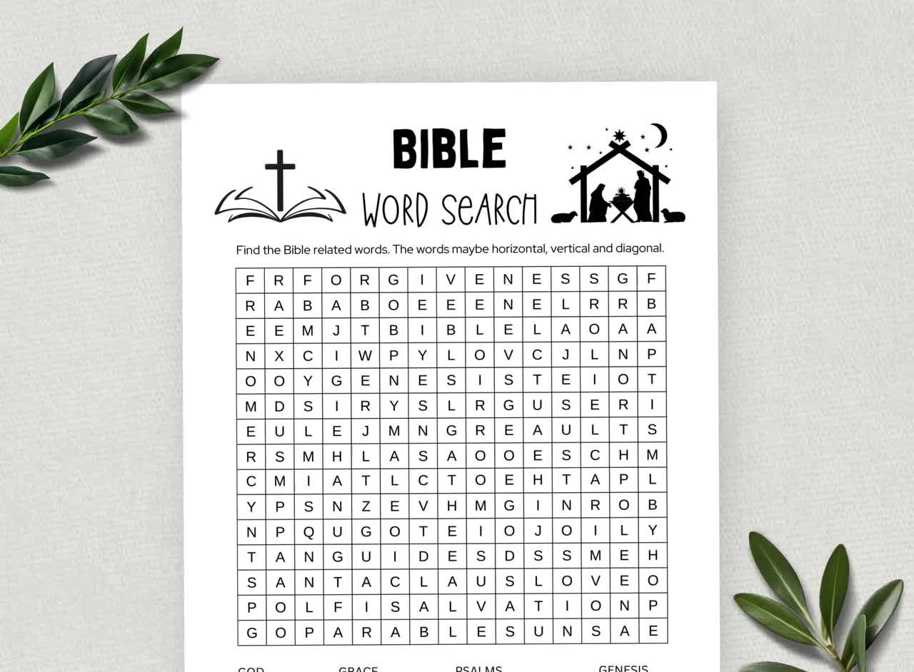 Printable Bible Word Search, Word Search Game, Fun Christian Youth Group  Game, Sunday School, Church Study Activity for Kids and Adults