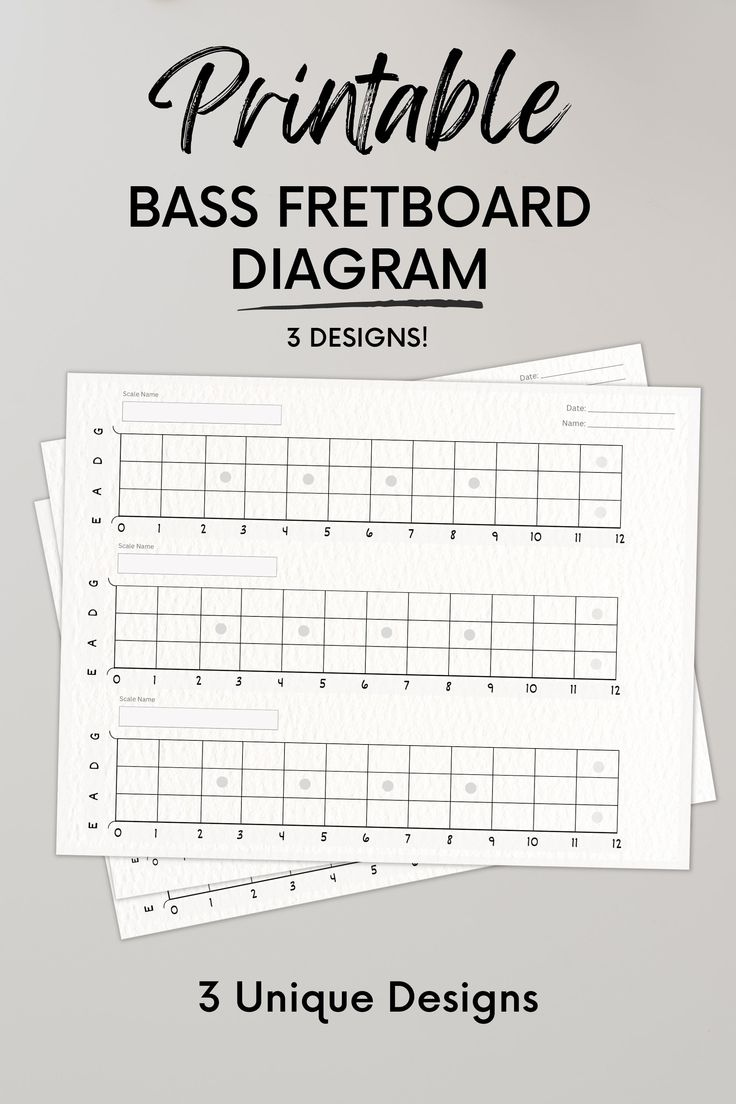Printable Blank Bass Guitar Fretboard Chart Neck Diagram - Etsy