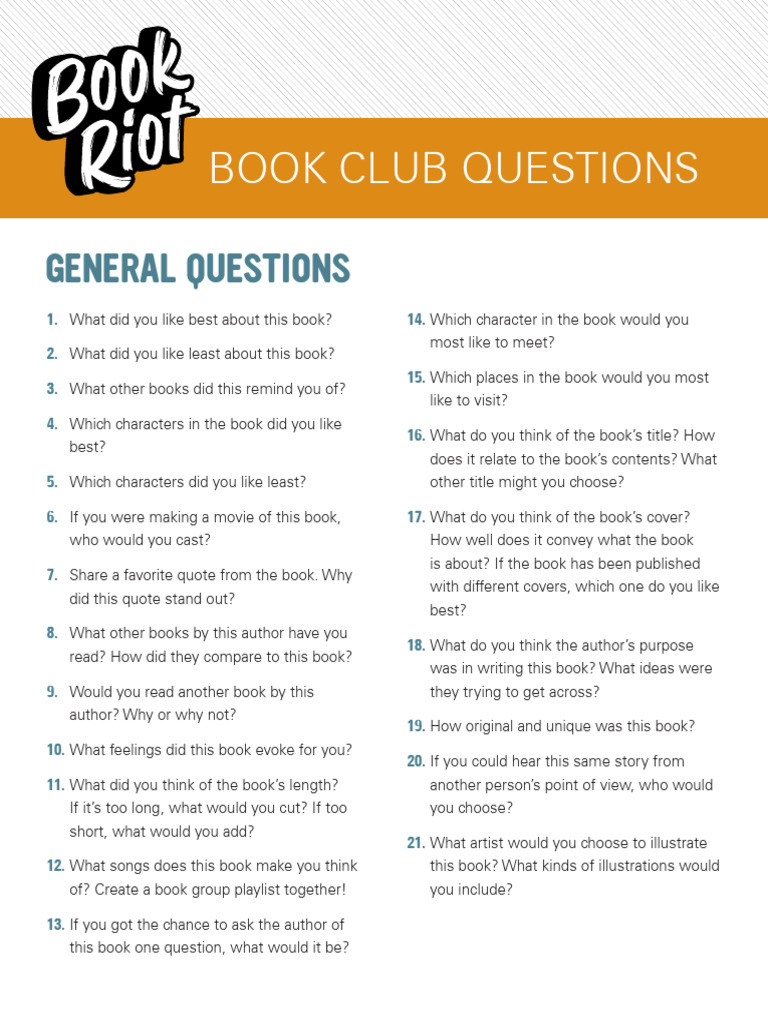 Printable Book Club Discussion Questions PDF Books Printable Book Club Discussion Questions PDF Books