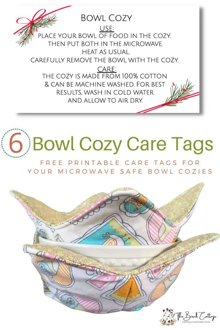 Printable Bowl Cozy Care Tags - The Birch Cottage