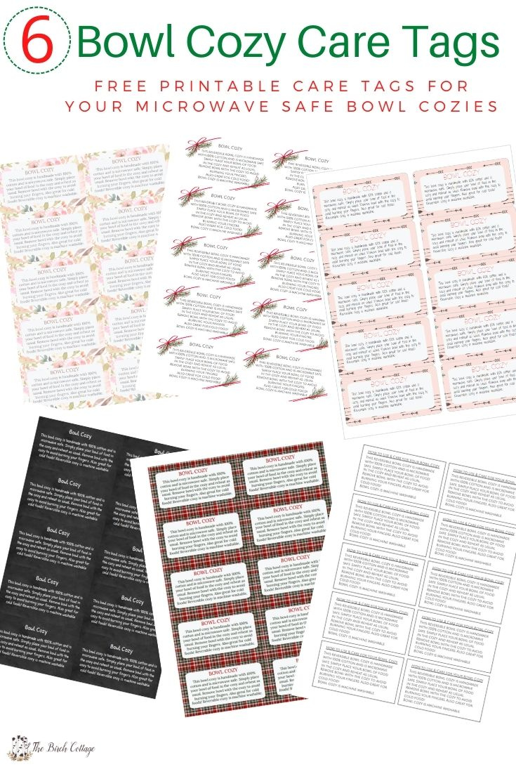 Printable Bowl Cozy Care Tags