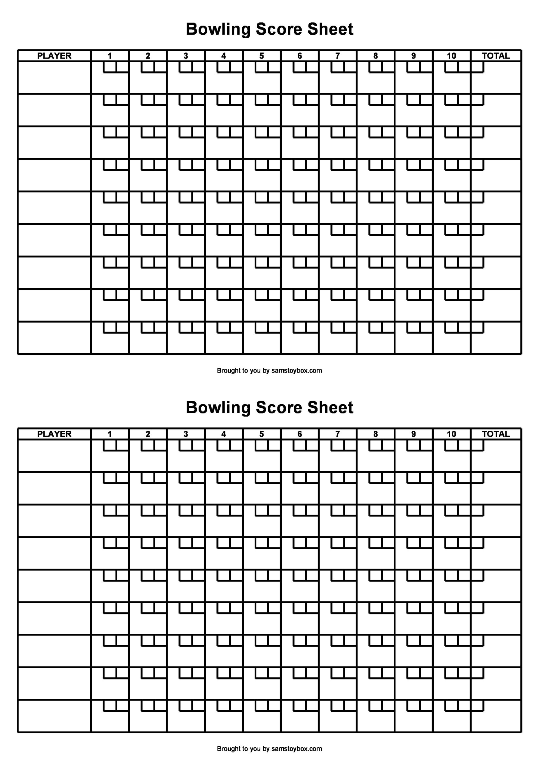Printable Bowling Score Sheet Templates [& Examples]