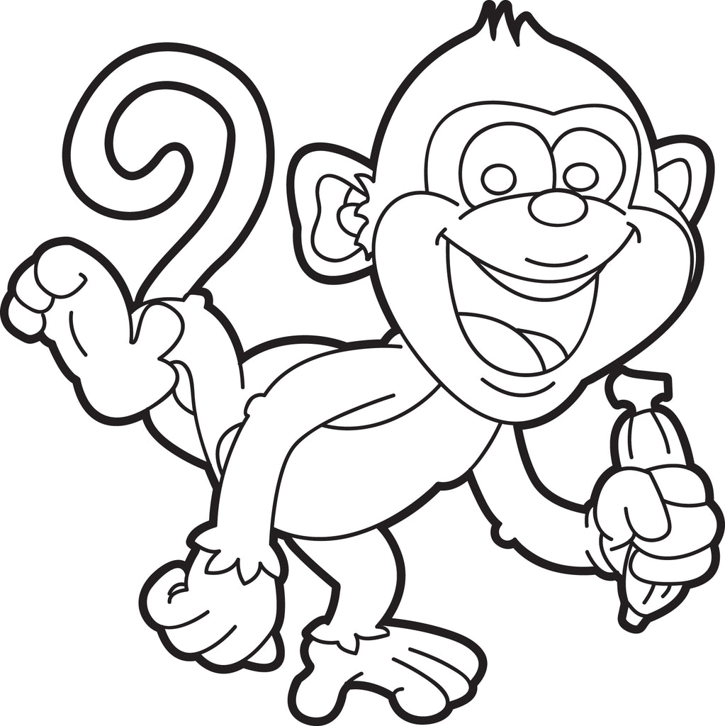 Printable Cartoon Monkey Coloring Page for Kids – SupplyMe Printable Cartoon Monkey Coloring Page for Kids – SupplyMe