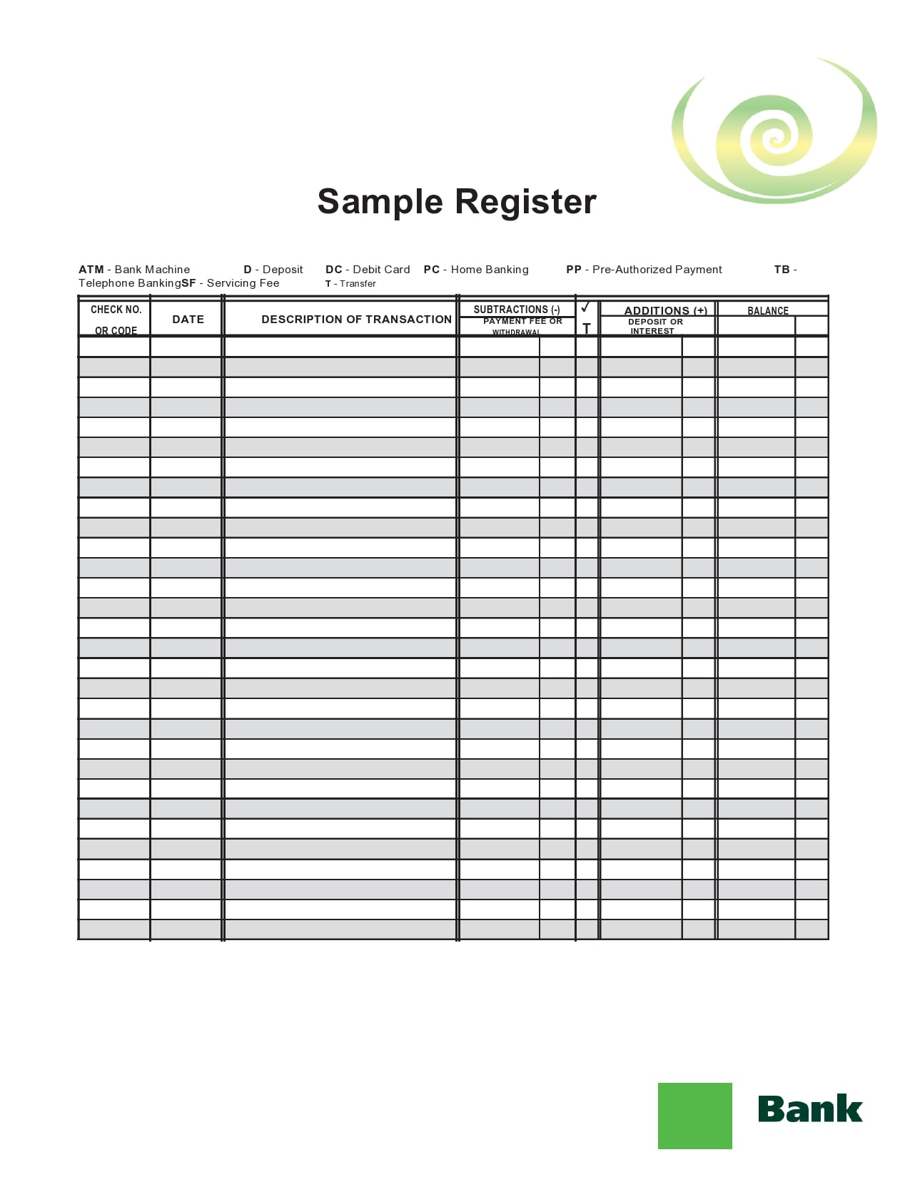 Printable Check Register Templates (Excel) - TemplateArchive