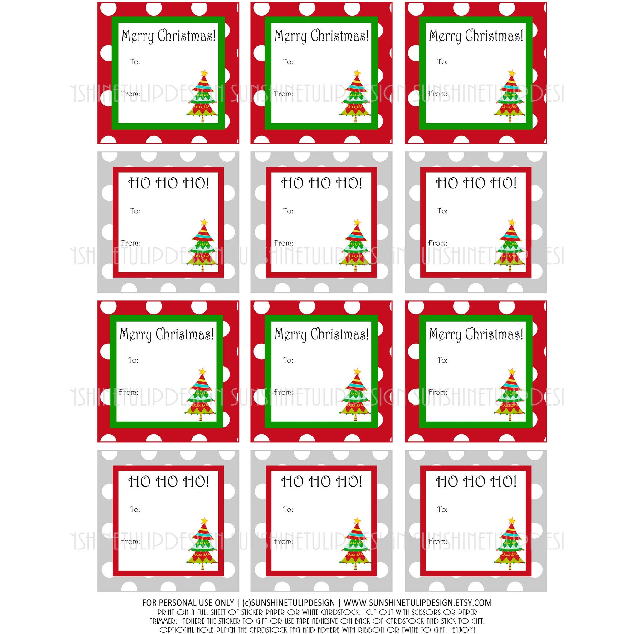 Printable Christmas Gift Tags, Christmas Labels, Red and Green Christmas Tags Printable Christmas Gift Tags, Christmas Labels, Red and Green Christmas Tags