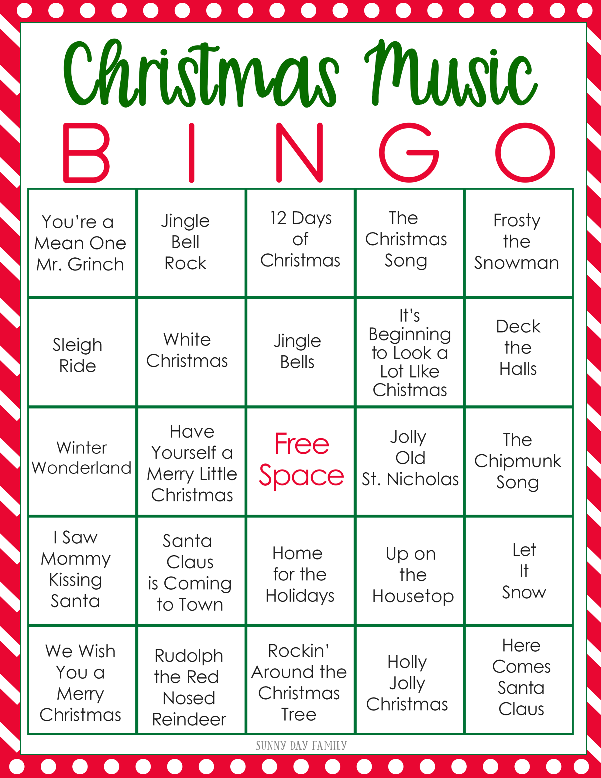 Printable Christmas Music Bingo with  Fun Ways to Play  Sunny