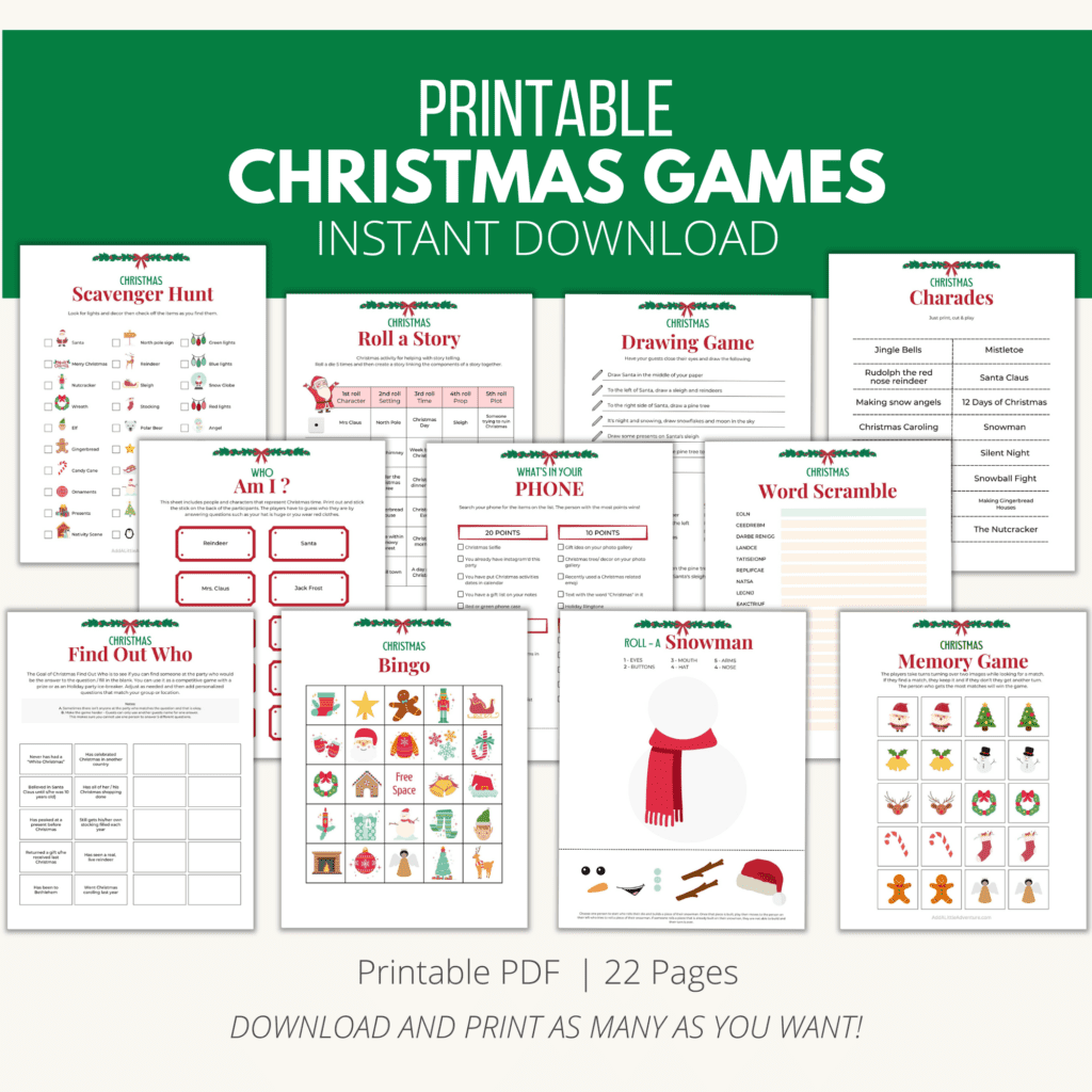 Printable Christmas Party Games Downloadable PDF - Add A Little