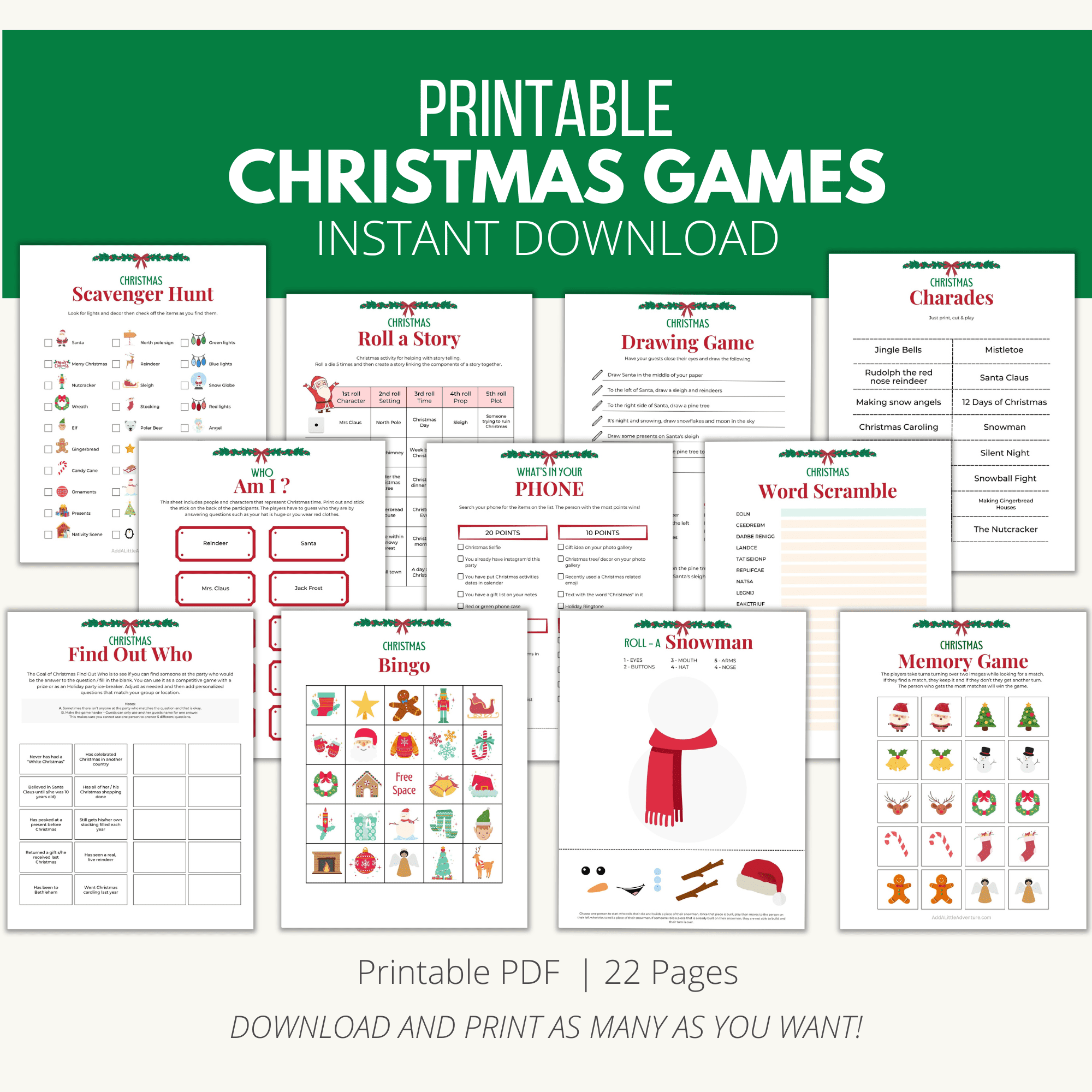 Printable Christmas Party Games Downloadable PDF - Add A Little Printable Christmas Party Games Downloadable PDF - Add A Little
