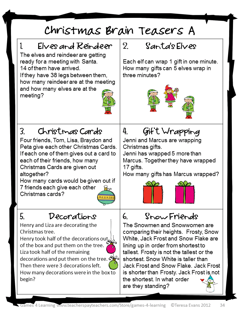 Printable Christmas Riddles for Adults Printable Christmas Riddles for Adults