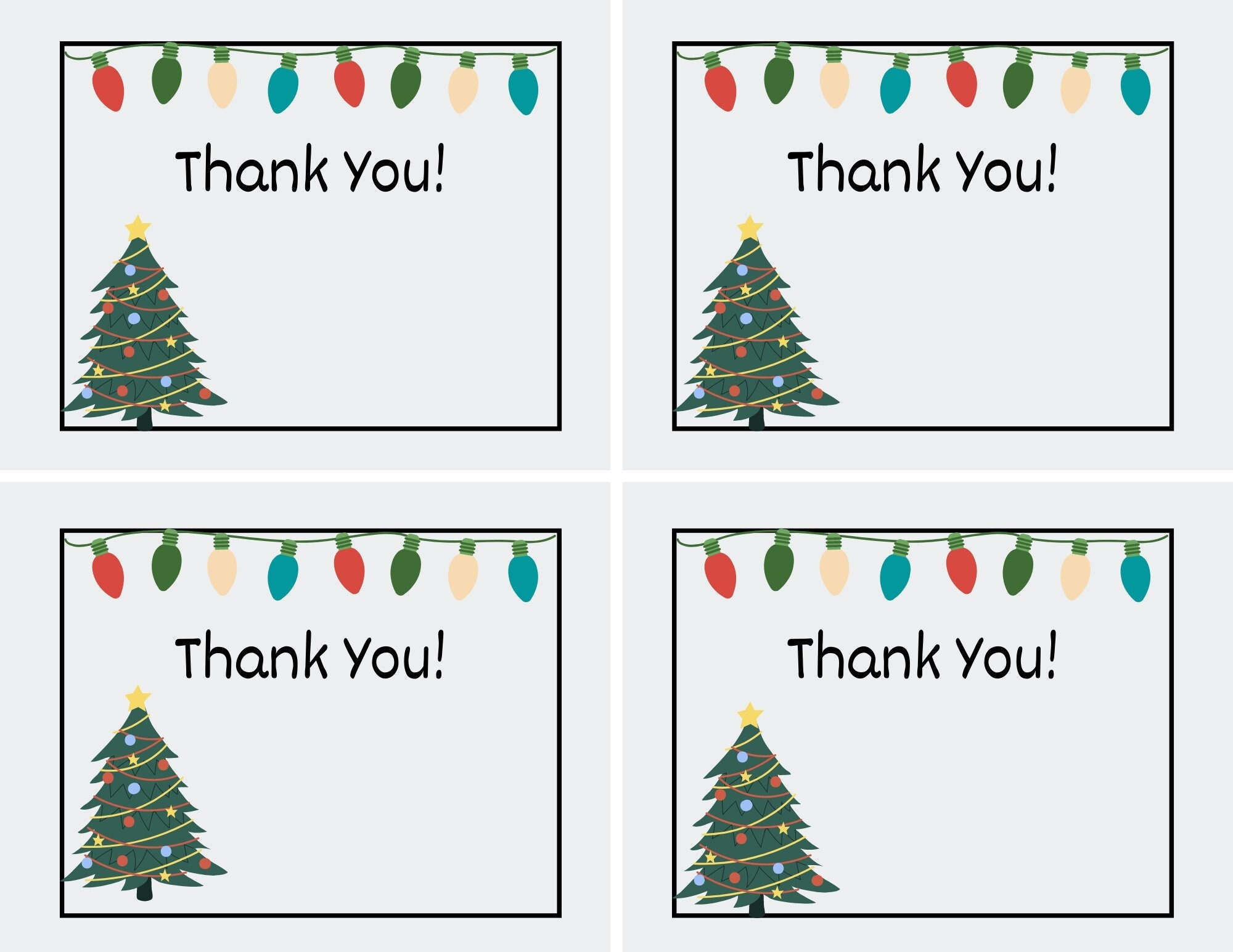 Printable Christmas Thank You Cards for Teachers, Students, or Printable Christmas Thank You Cards for Teachers, Students, or