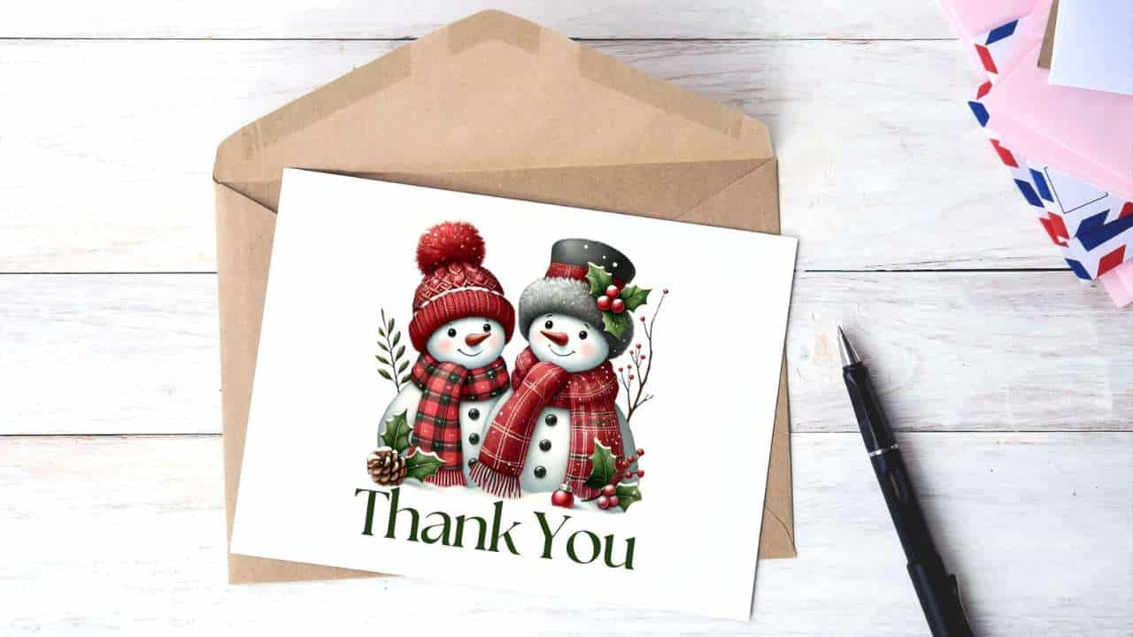 Printable Christmas Thank You Cards