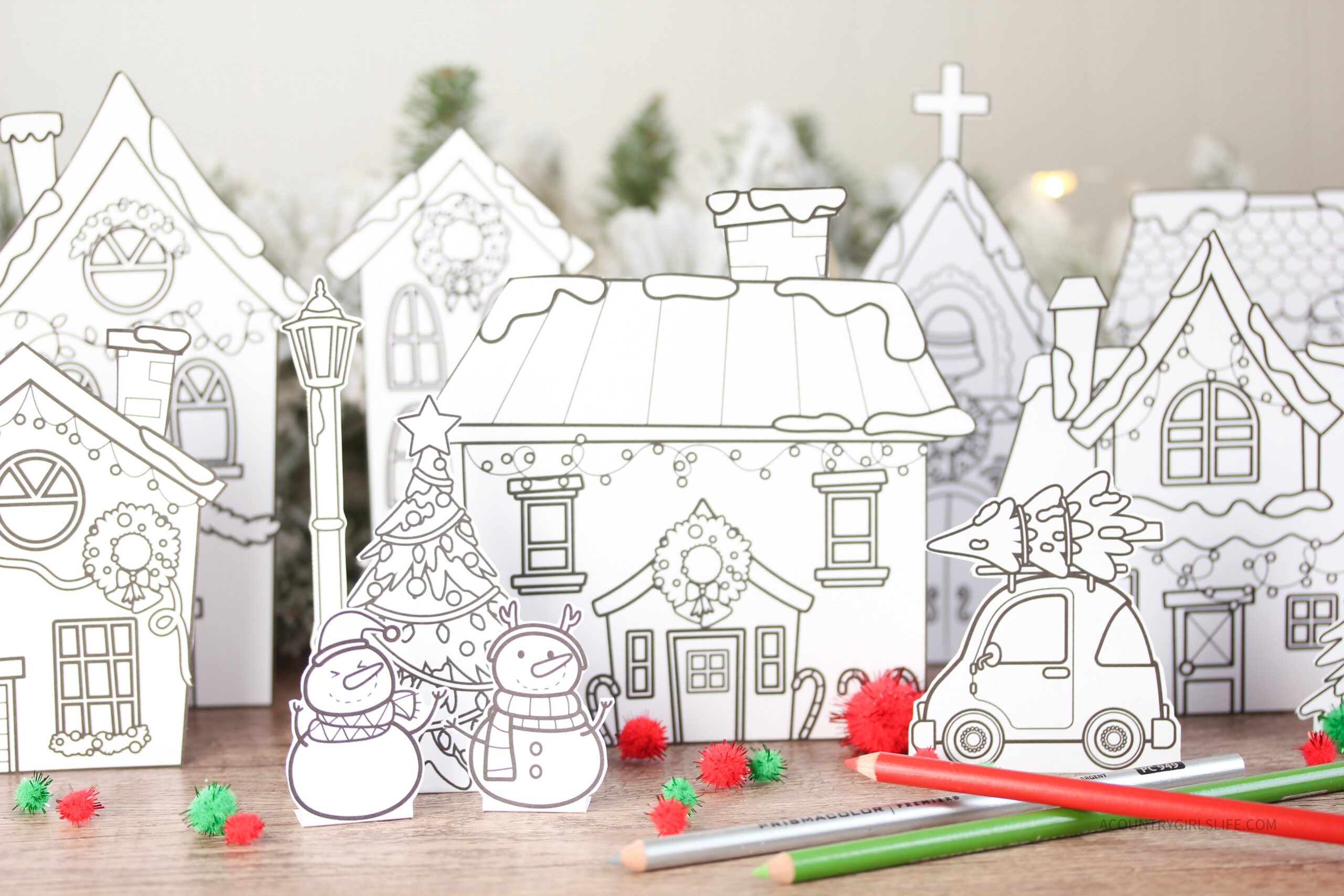 Printable Christmas Village - A Country Girl
