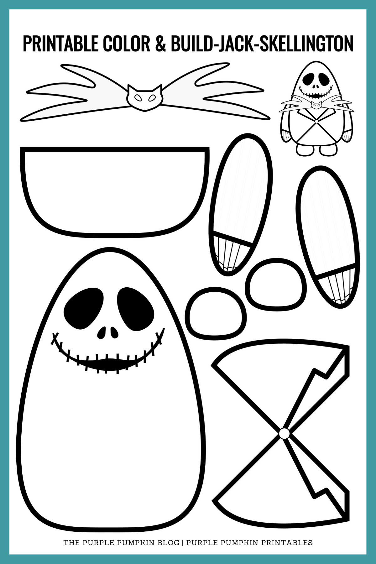 Printable Color & Build Jack Skellington