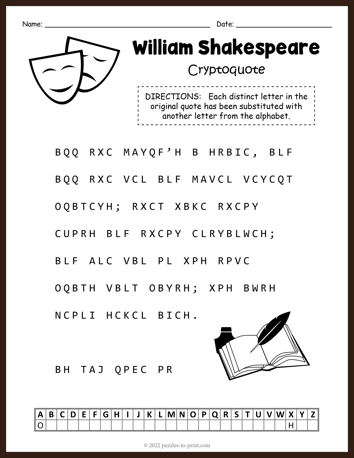 Printable Cryptogram and Cryptoquote Puzzles Printable Cryptogram and Cryptoquote Puzzles