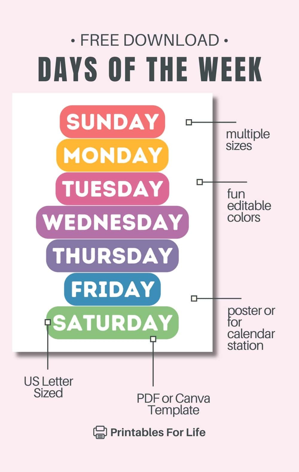 Printable Days of the Week [FREE Download]