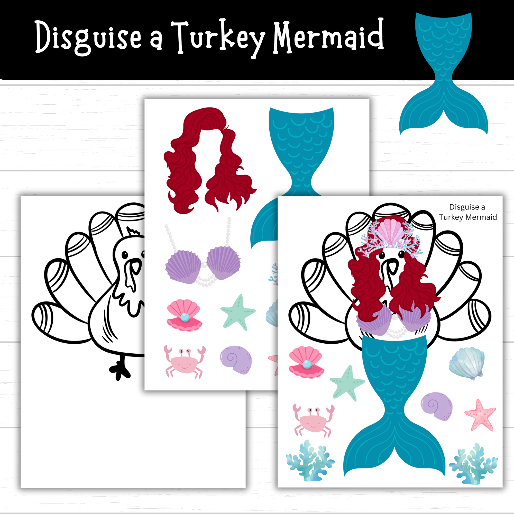 Printable Disguise a Turkey Mermaid ( Sets) - Mom. Wife. Busy Life. Printable Disguise a Turkey Mermaid ( Sets) - Mom. Wife. Busy Life.