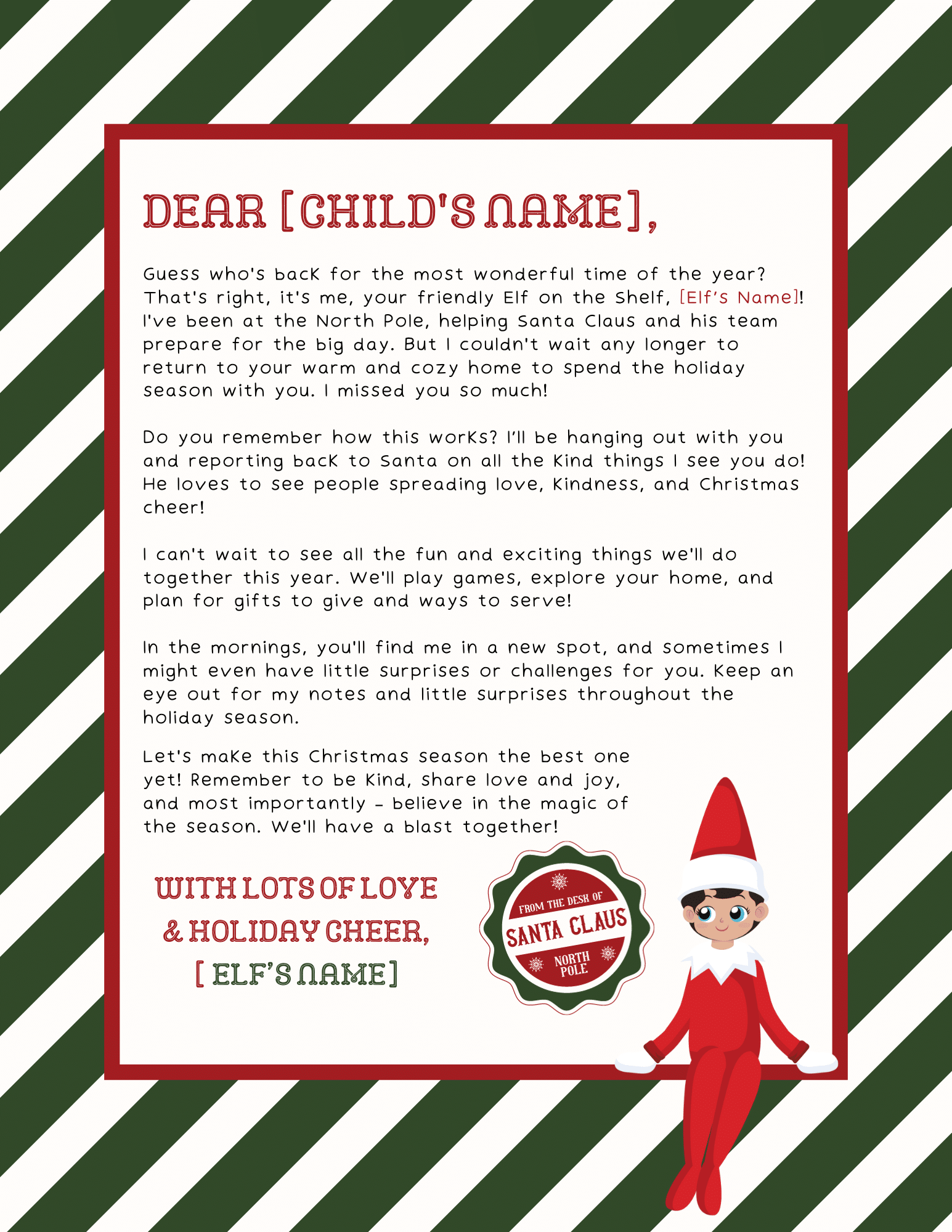 Printable Editable Letter Elf Letter - Friday We Printable Editable Letter Elf Letter - Friday We