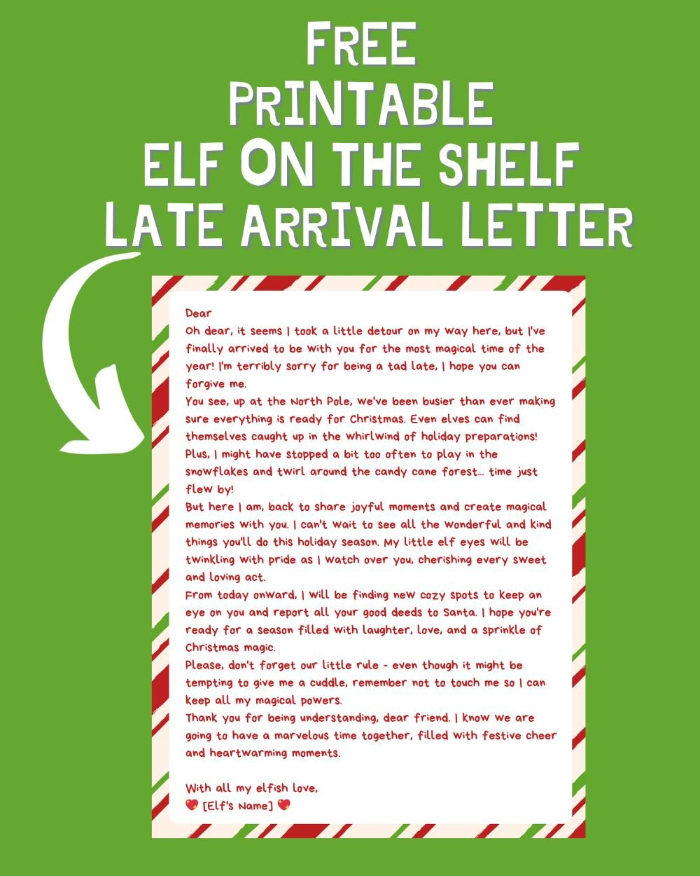 Printable elf on the shelf late arrival letter idea - A Sparkle of