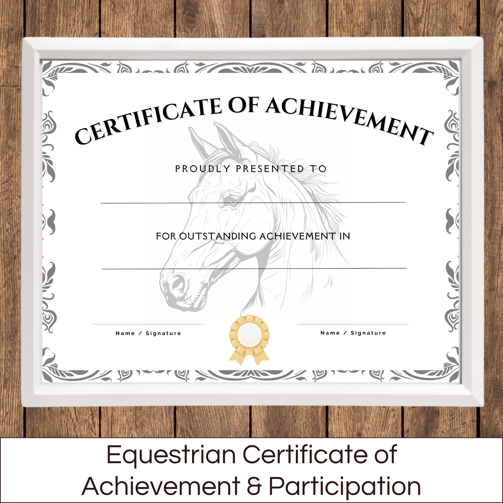 Printable Equestrian Certificate of Achievement & Horse