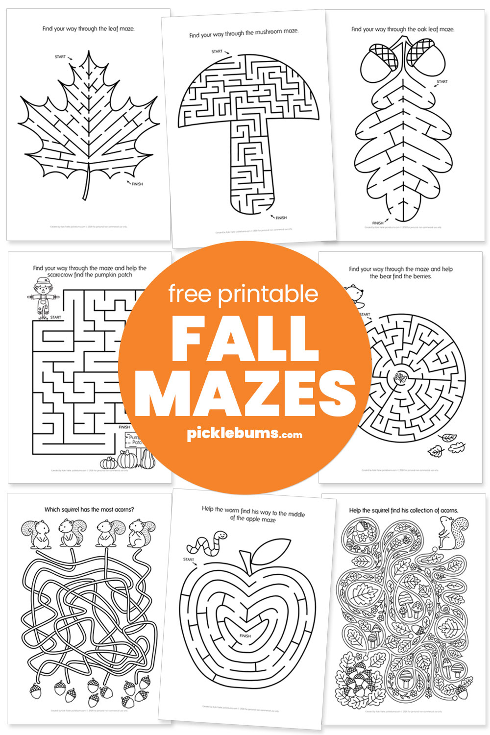 Printable Fall Mazes for Kids - Picklebums