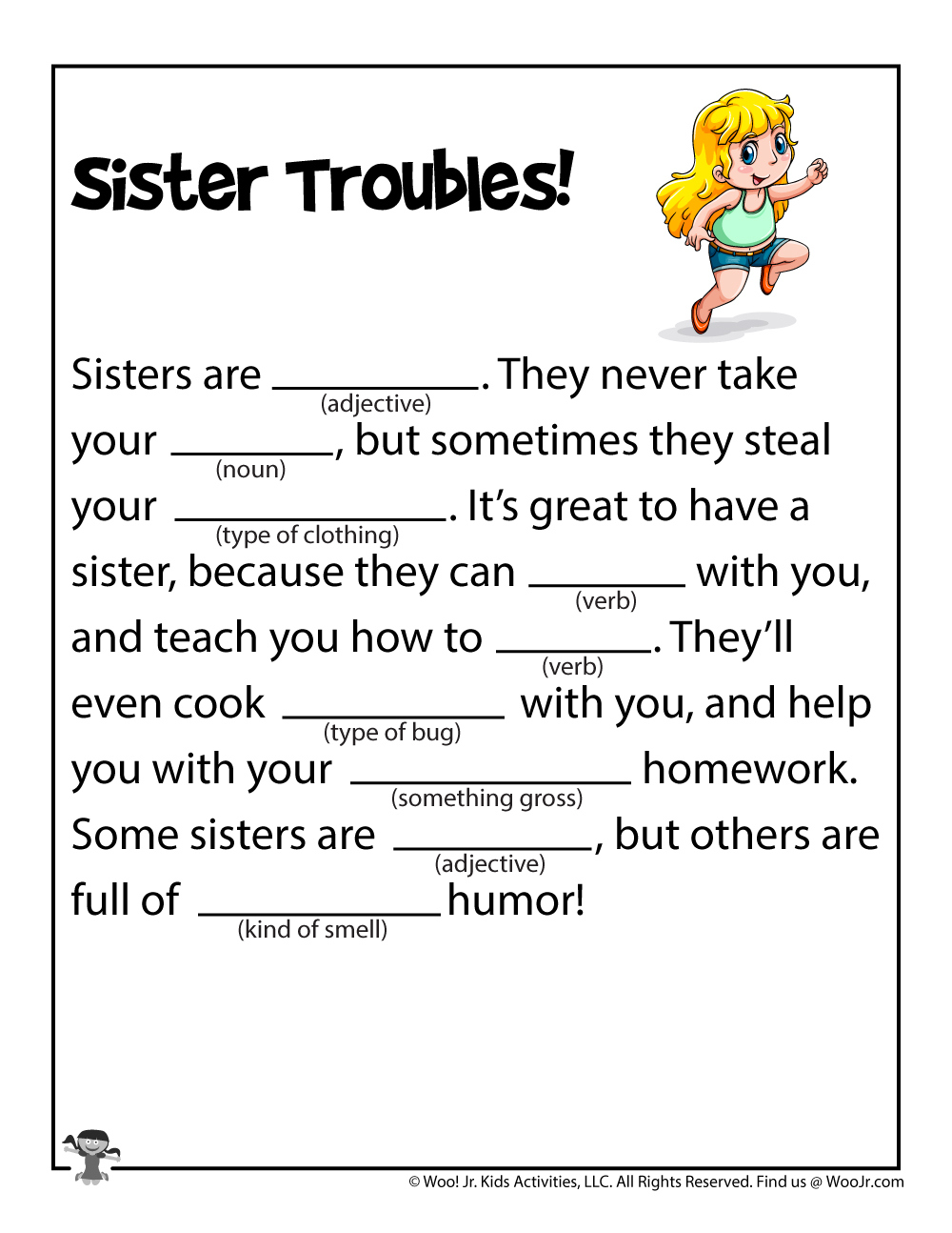 Printable Family Funny Fill In Stories  Woo! Jr