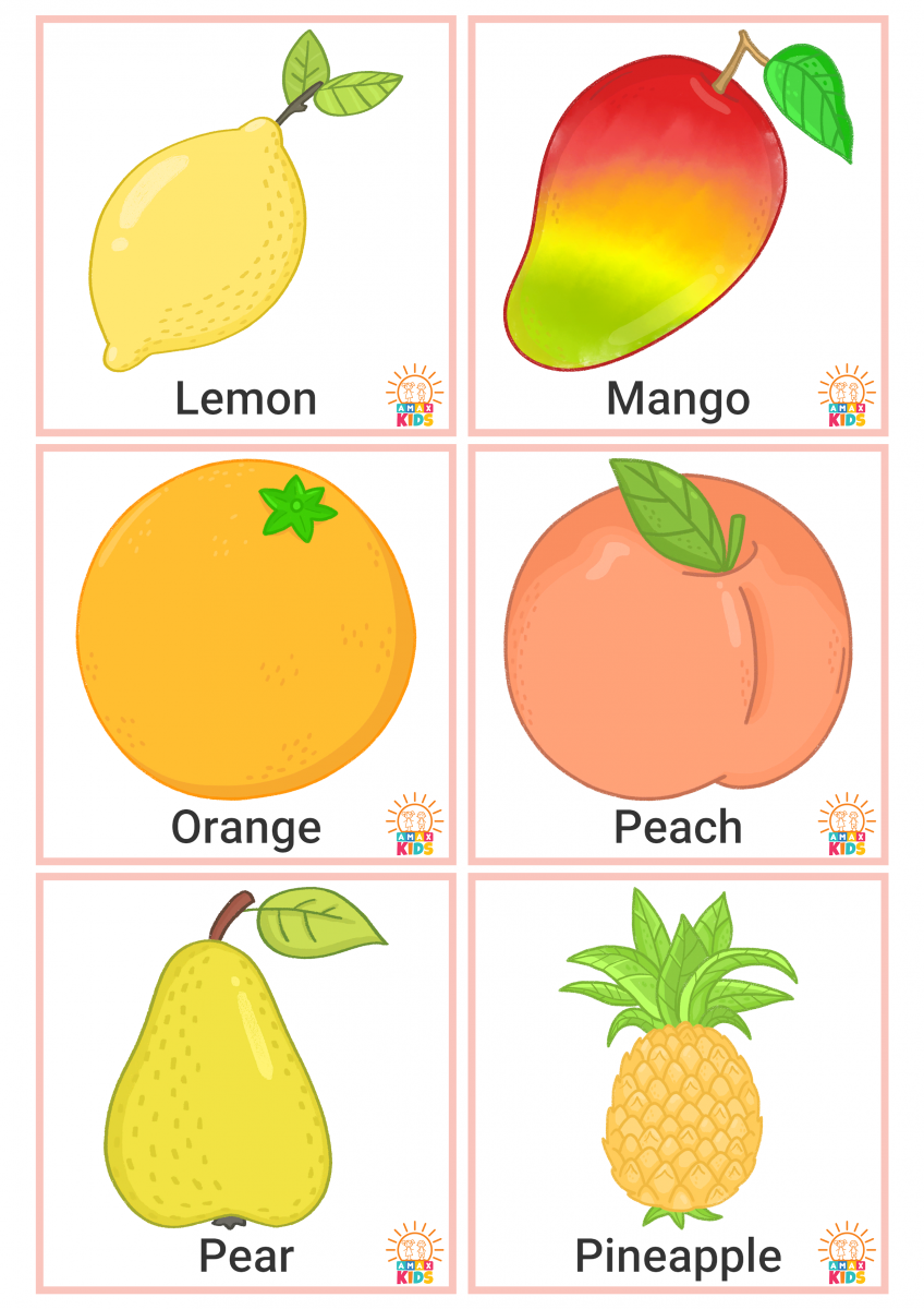 Printable Flashcards for Kids – Fruits and Vegetables  Amax Kids