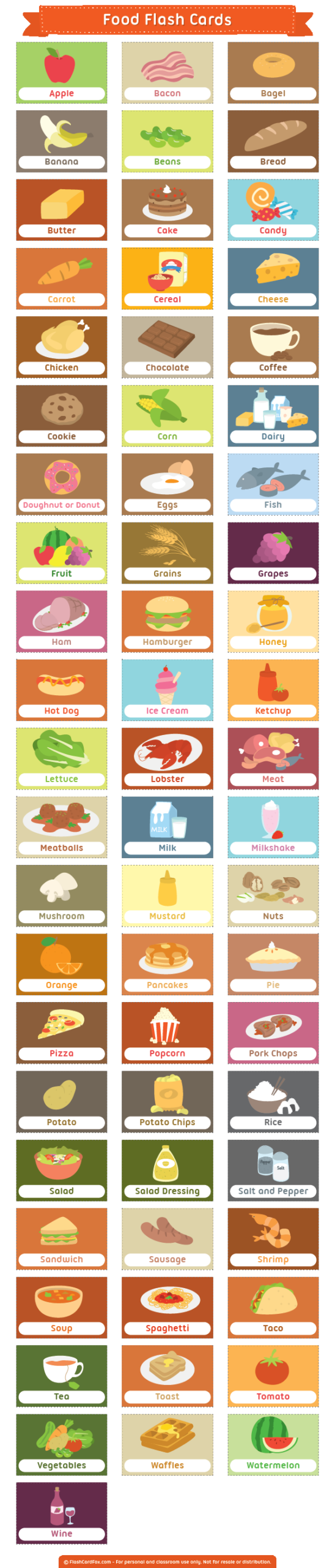 Printable Food Flash Cards
