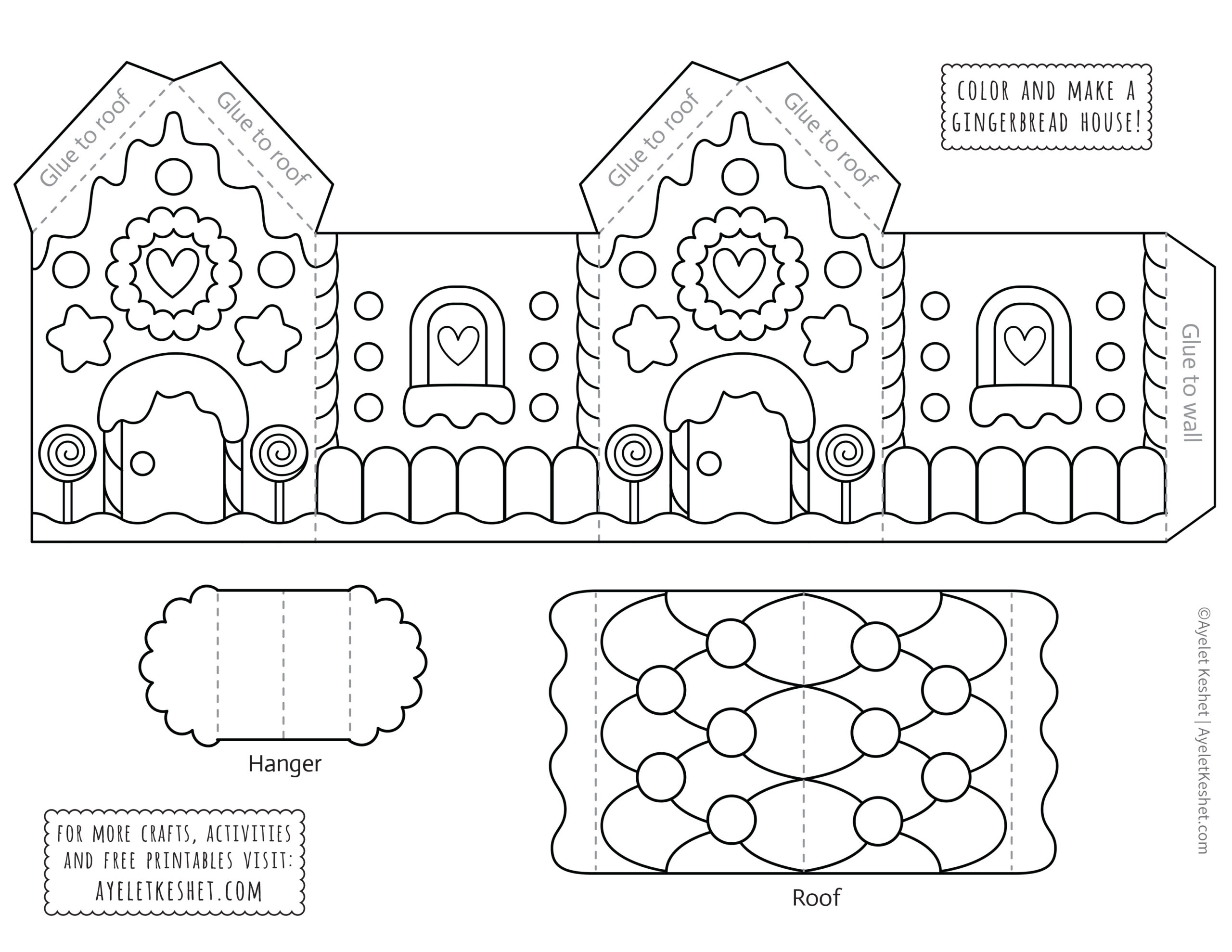 Printable gingerbread house template to color - Ayelet Keshet Printable gingerbread house template to color - Ayelet Keshet