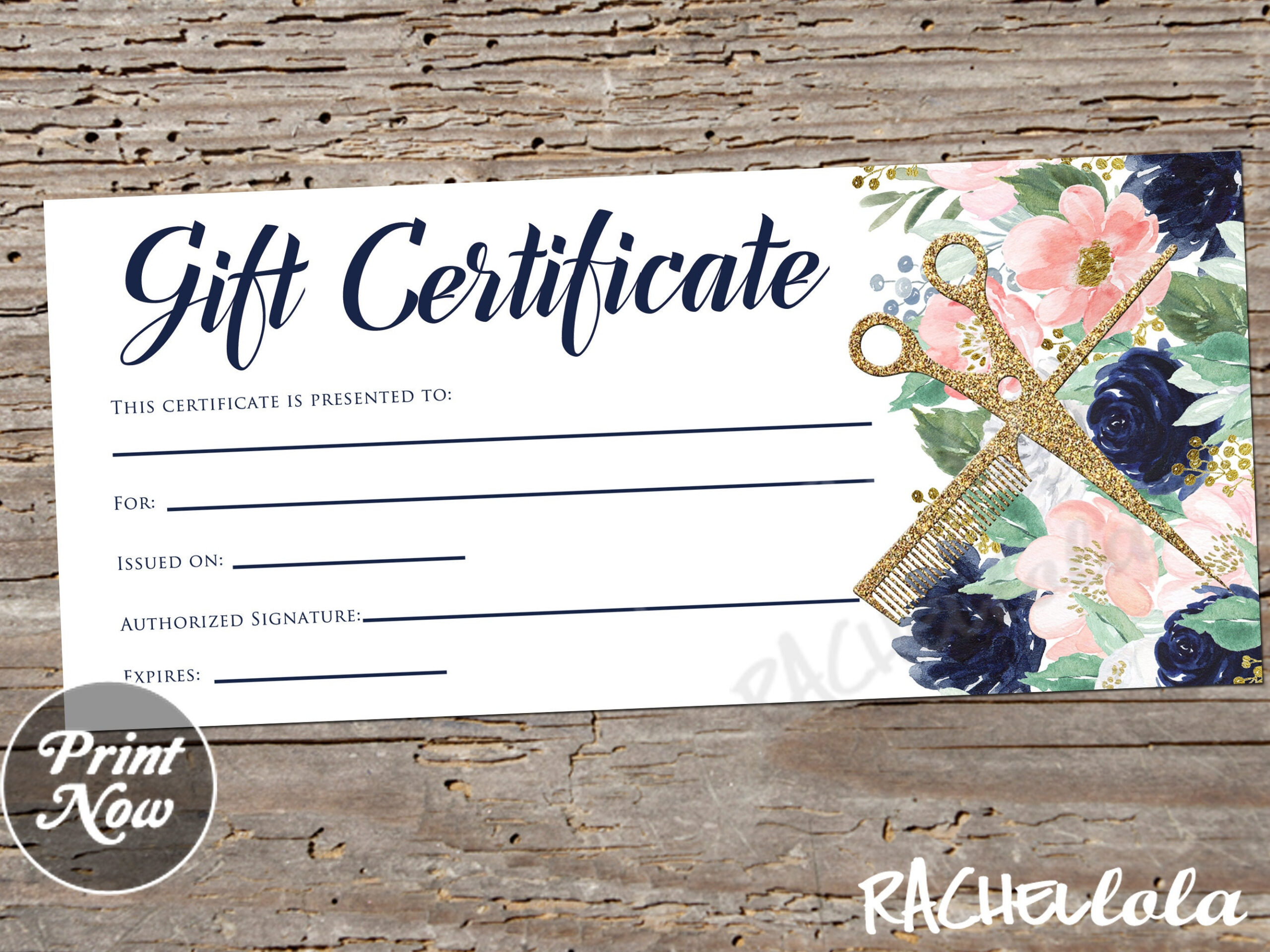 Printable Hair Salon Gift Certificate Template, Hair Stylist Printable Hair Salon Gift Certificate Template, Hair Stylist