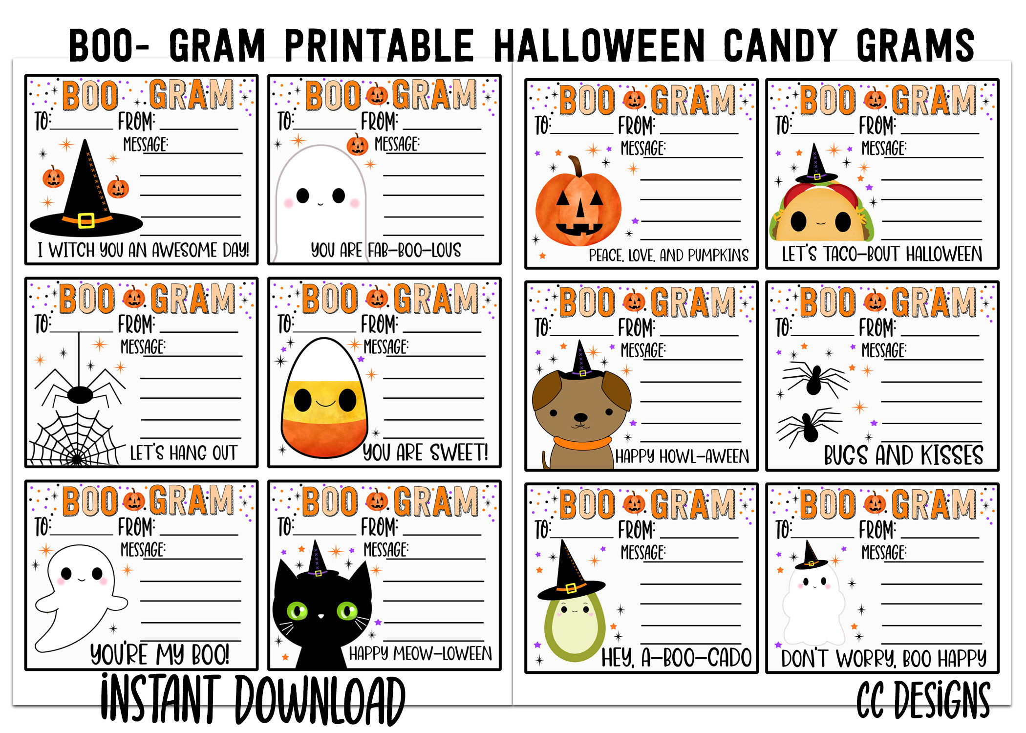 PRINTABLE Halloween Candy PTO Fundraiser Classroom Fun Boo Gram