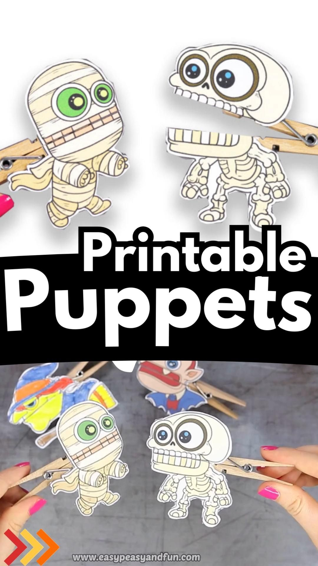 Printable Halloween Clothespin Puppets - Fun Halloween Craft