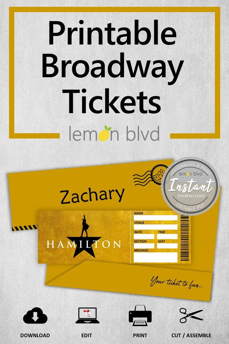 Printable Hamilton Broadway Hamilton Single Tickets Ticket