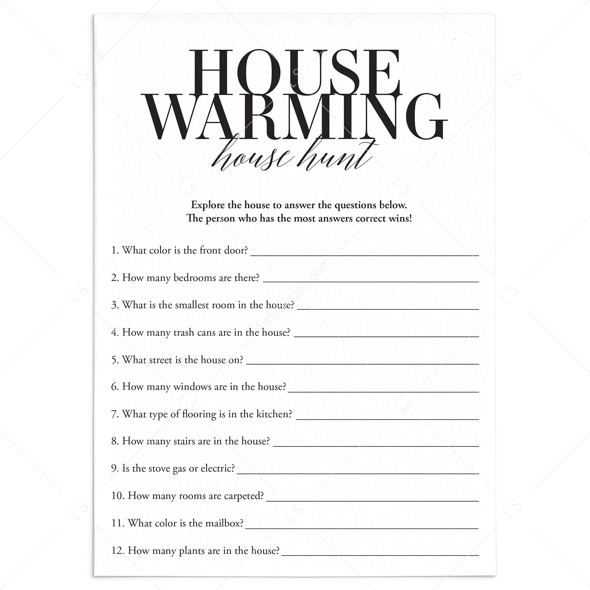 Printable Housewarming Hunt Game Funny House Warming Party Games Printable Housewarming Hunt Game Funny House Warming Party Games
