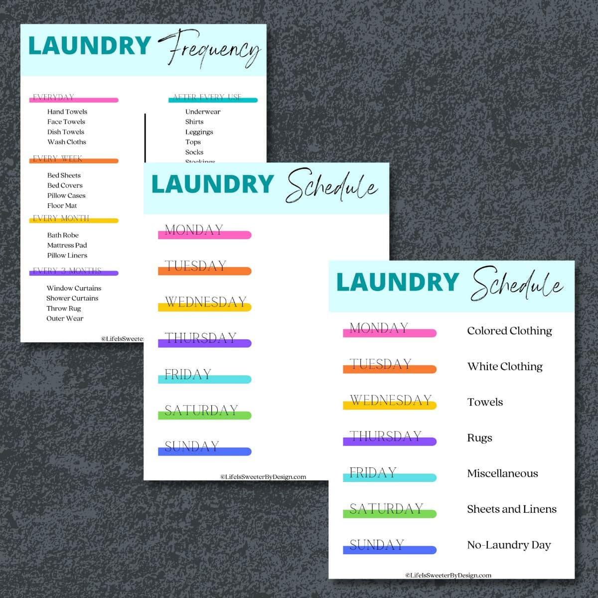Printable Laundry Schedule (Free!) - Life is Sweeter By Design