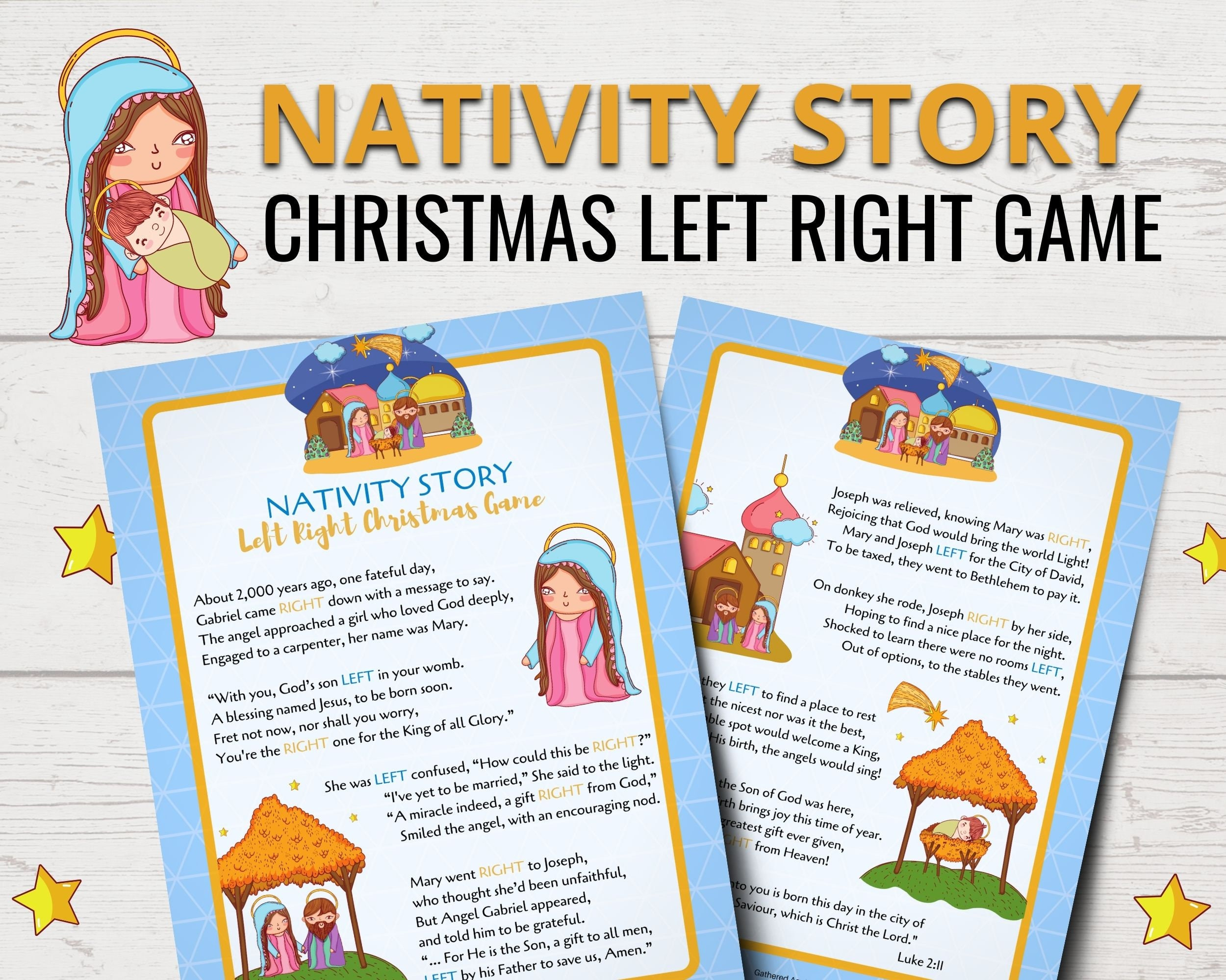 Printable Left Right Christmas Game  Nativity Story Left Right