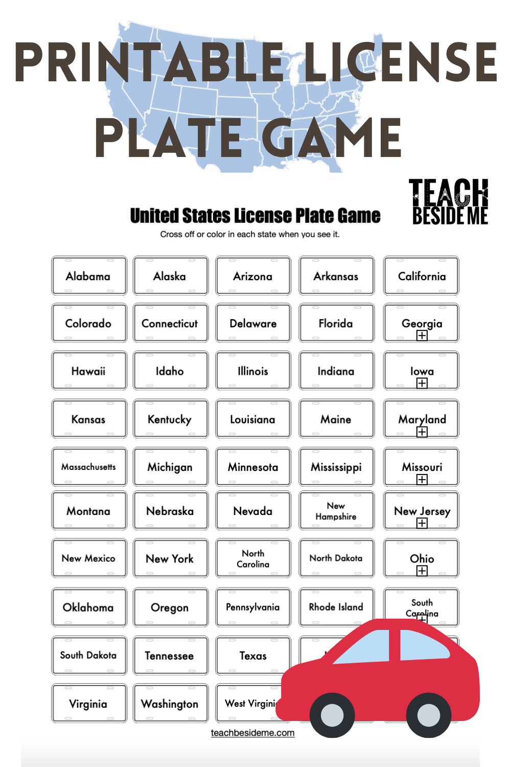 Printable License Plate Game - Teach Beside Me Printable License Plate Game - Teach Beside Me
