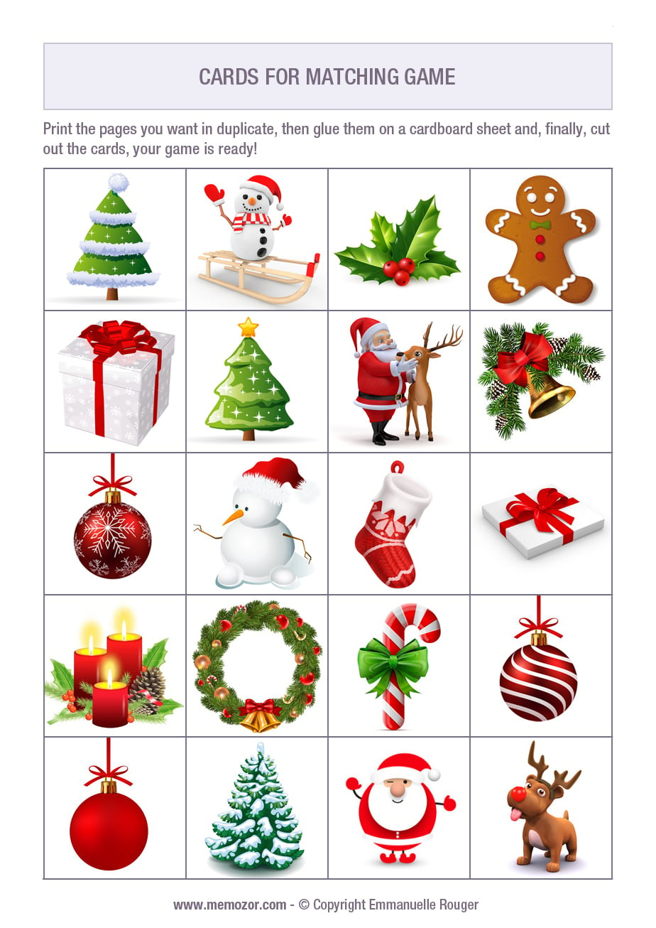 Printable matching game - Christmas - Print and cut out the cards