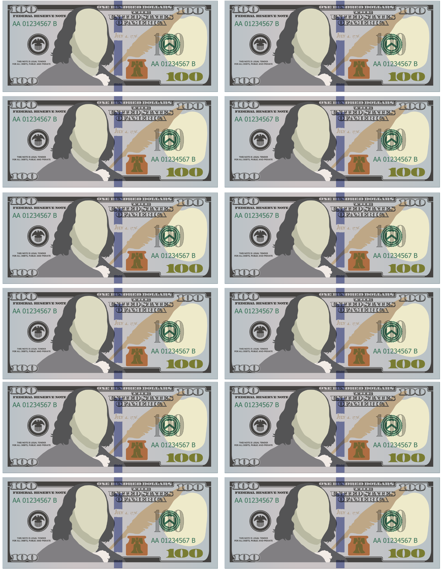 Printable Money - One Hundred Dollar Bill